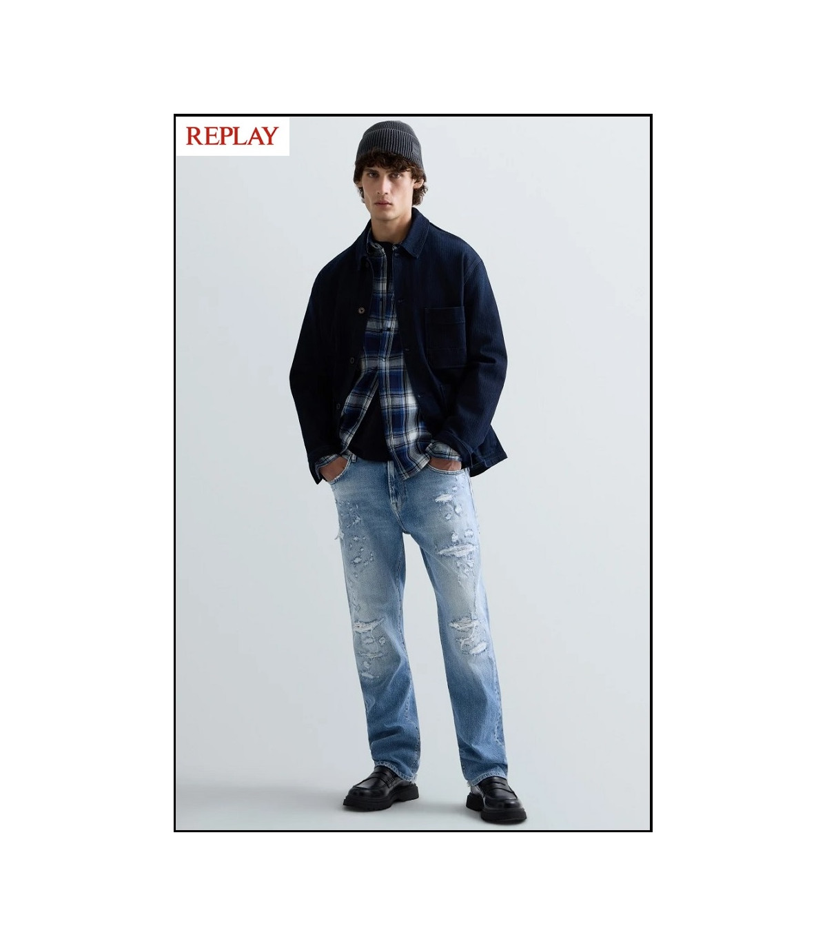 CAMISA DE CUADROS ÍNDIGO REPLAY
