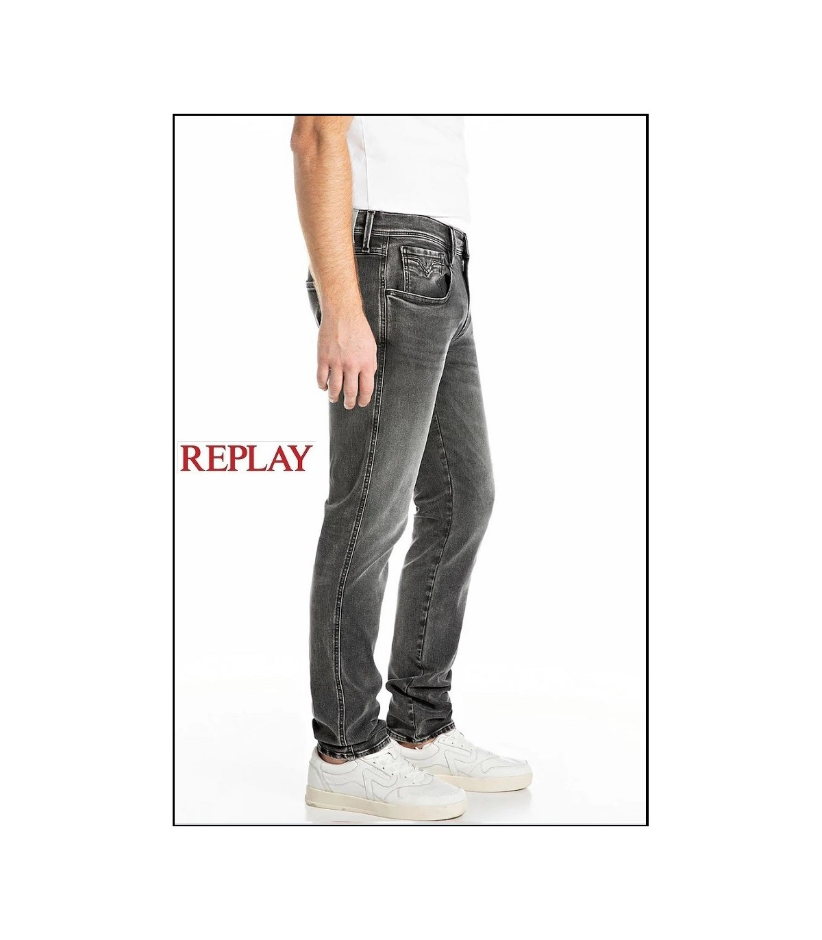 VAQUEROS SLIM FIT ANBASS GRIS REPLAY