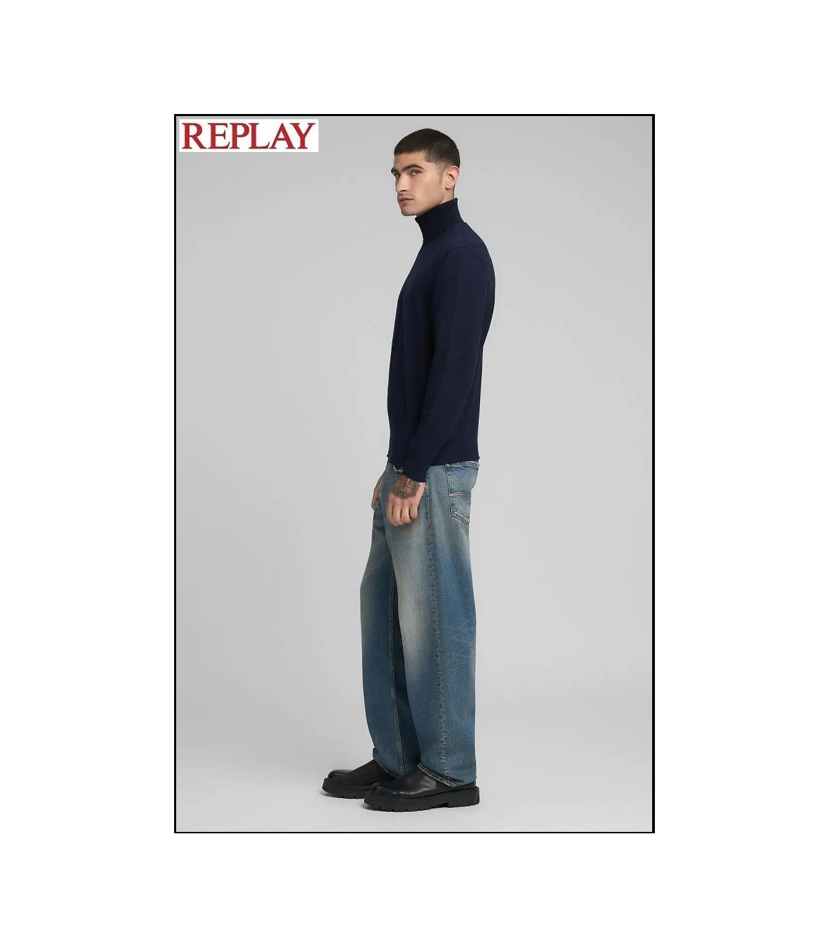 JERSEY CUELLO VUELTO AZUL REPLAY