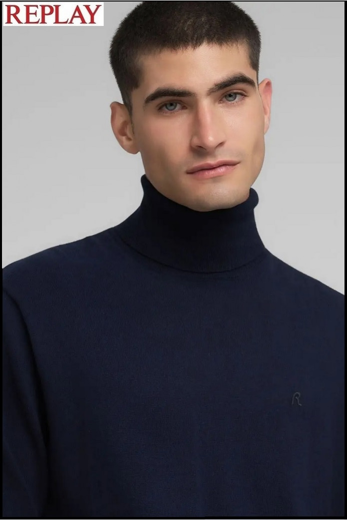 JERSEY CUELLO VUELTO AZUL REPLAY
