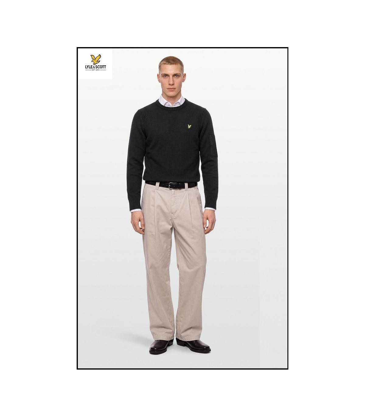 JERSEY NEGRO RIB INSERT LYLE & SCOTT