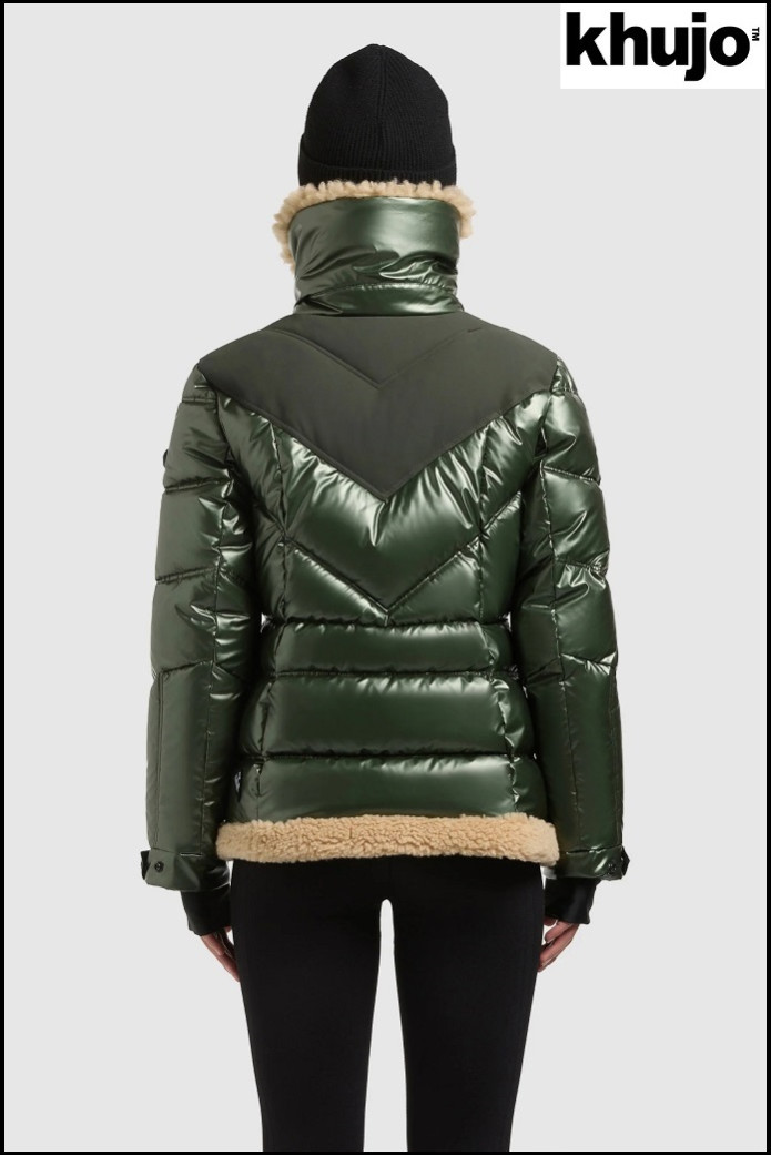 PARKA VERDE BRILLANTE CON PELO KHUJO
