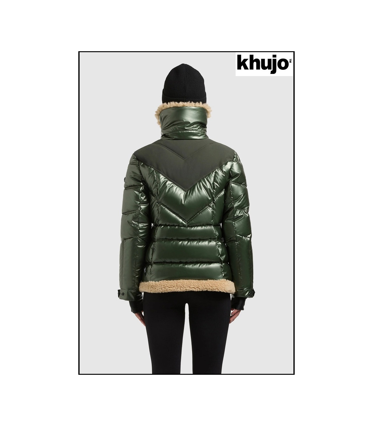 PARKA VERDE BRILLANTE CON PELO KHUJO