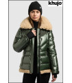 PARKA VERDE BRILLANTE CON PELO KHUJO